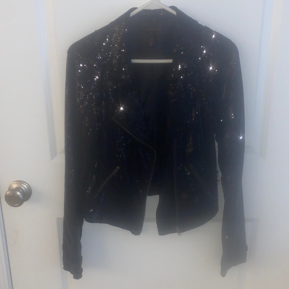 Sequin Black Jacket material girl
